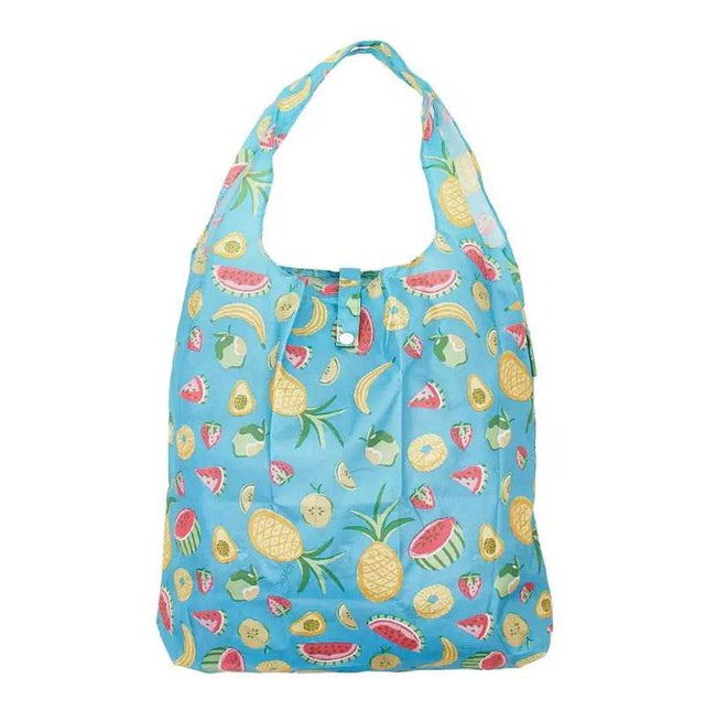 Eco Chic Lightweight Blue Foldable Reusable Mixed Fruits Shopping Bag - Mill Race Garden Centre