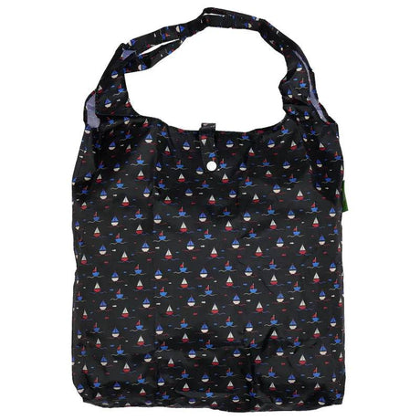 Eco Chic Navy Lightweight Foldable Reusable Shopping Bag Yachts - Mill Race Garden Centre