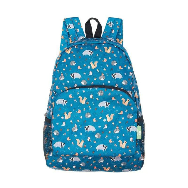 Eco Chic Teal Lightweight Foldable Backpack Woodland - Mill Race Garden Centre