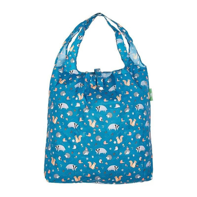 Eco Chic Teal Lightweight Foldable Reusable Shopping Bag Woodland - Mill Race Garden Centre