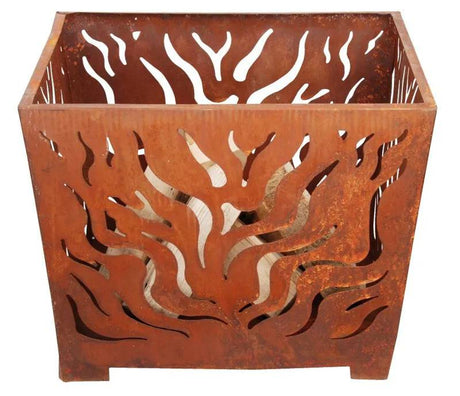 Fallen Fruits Medium Square Rusty Fire Pit Basket 59cm - Mill Race Garden Centre