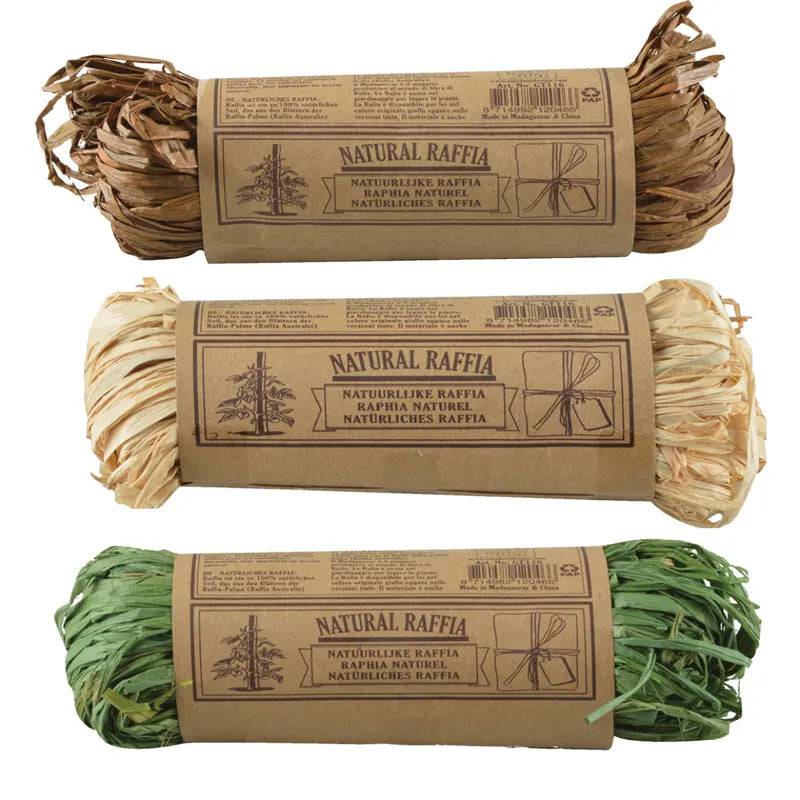 Natural Raffia Rope – 50g Assorted Colours, Rustic Plant & Packaging T