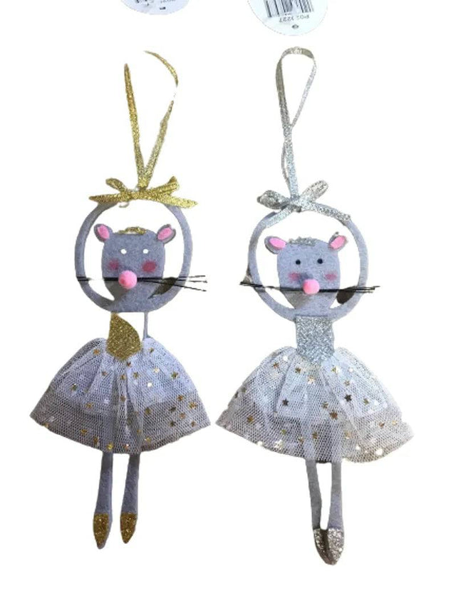 Fabric Ballerina Mice Asstd. 14cm - Mill Race Garden Centre