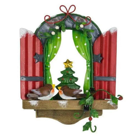 Metal Christmas Window with Candles and Stars - Mill Race Garden Centre