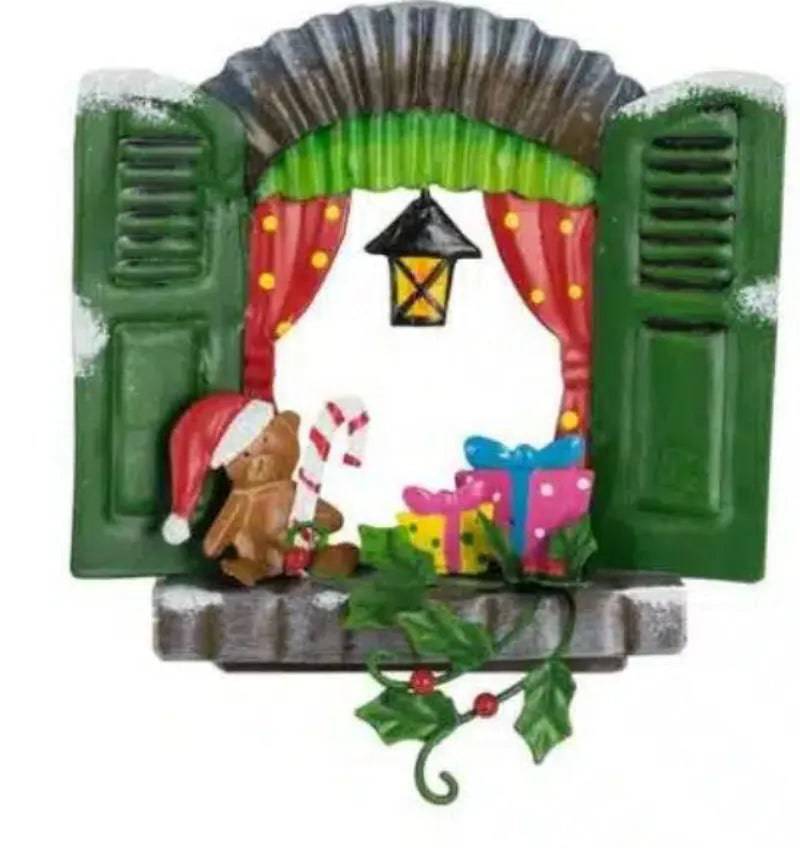 Metal Christmas Window With Teddy and Presents - Mill Race Garden Centre