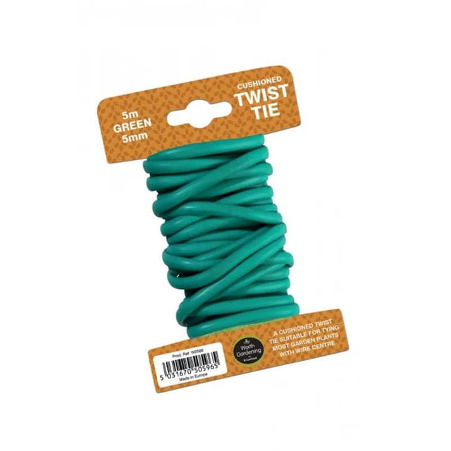 5m Twist Tie Cushioned 5mm Green - Mill Race Garden Centre