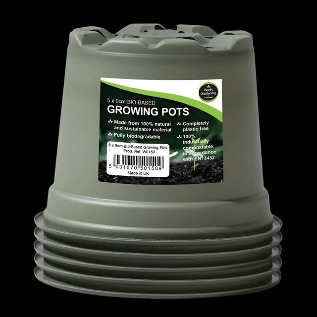 5pk Bio-Based Growing Pots 9cm by Garland Products - Mill Race Garden Centre