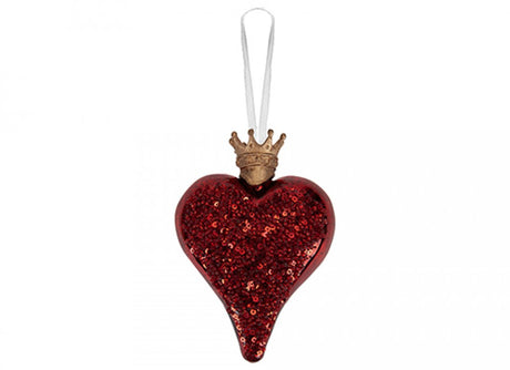 Glass Red Heart Christmas Tree Decoration - Mill Race Garden Centre