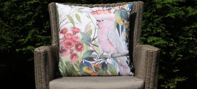 Katie Blake Enchanting Scatter Cushion Salmon Crested Cockatoo - Mill Race Garden Centre