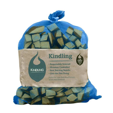 Kindling Wood Sticks Net Bag 2kg by Green Olive Firewood Company - Mill Race Garden Centre