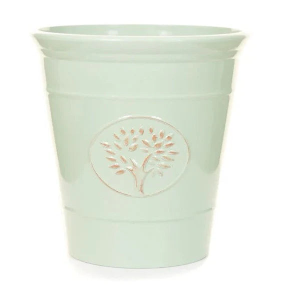 Mint green Creekwood 40cm Blenheim planter for indoor and outdoor garden plants, made of durable material with a modern design.