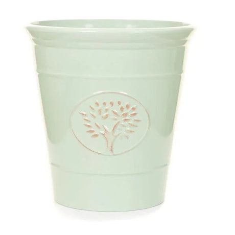 Mint green Creekwood 40cm Blenheim planter for indoor or outdoor garden use, showcasing a stylish garden plant pot.