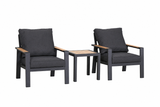 Metal Hartman Sonas Bistro Set with two matching chairs and a round table, ideal for outdoor garden or patio seating.