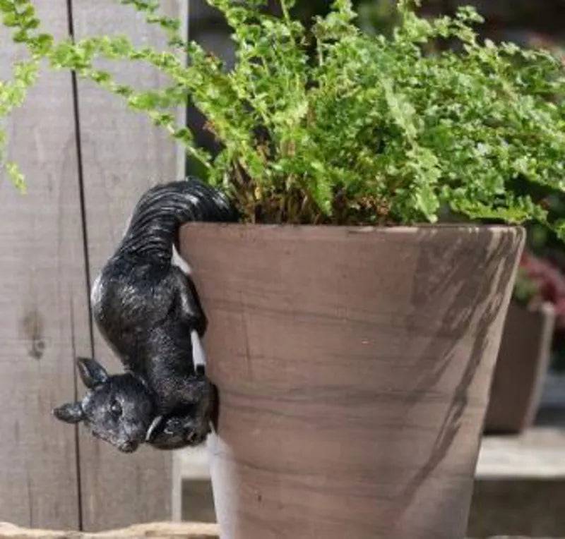 Red Squirrel Pot Hanger Antique Bronze - Mill Race Garden Centre