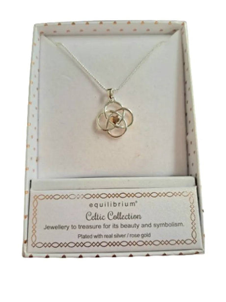 Celtic Two Tone Knot Heart Necklace - Mill Race Garden Centre