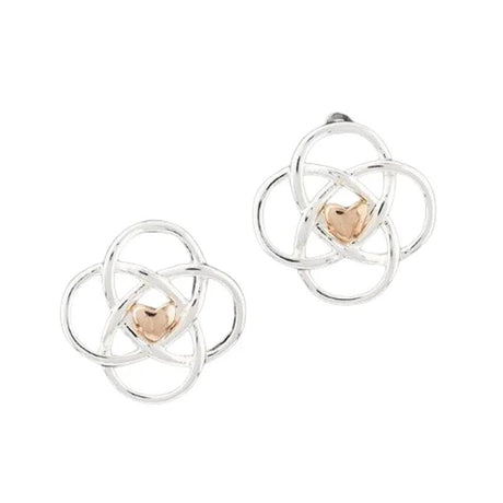 Celtic Two Tone Knot Heart Stud Earrings - Mill Race Garden Centre