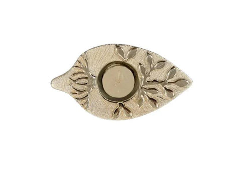 Champagne Tree of Life Leaf Tee Light Candle Holder - Mill Race Garden Centre