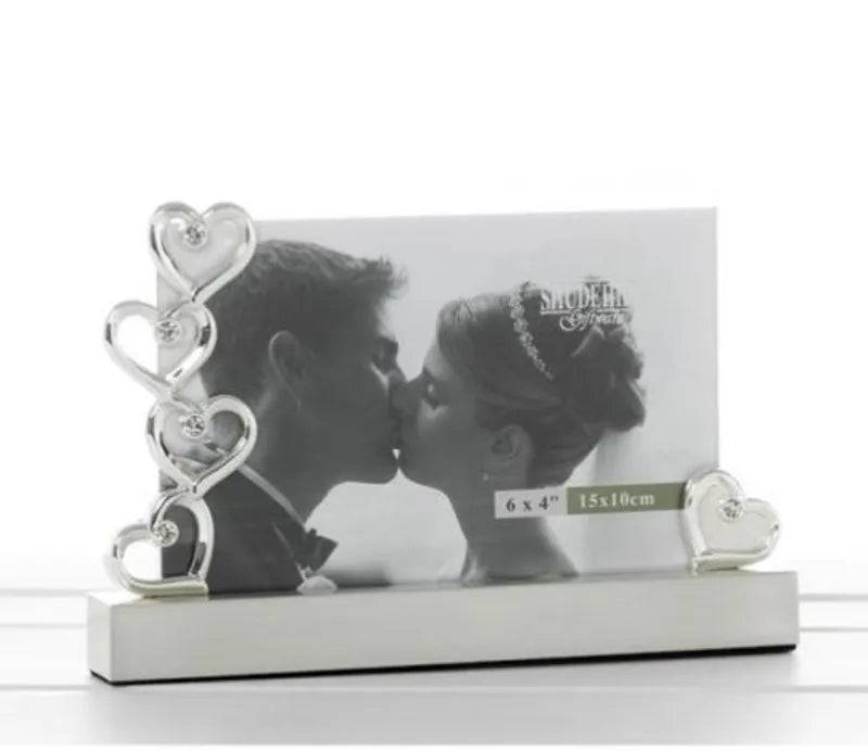 Diamond Hearts Standing Photo Frame 6 x 4 Inches