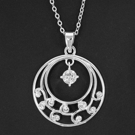 Filigree Silver Plated Sparkle Swirls Necklace - Mill Race Garden Centre