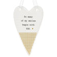 Thoughtful Words Ceramic Heart Shaped Spinner Plaque Assorted - Mill Race Garden Centre