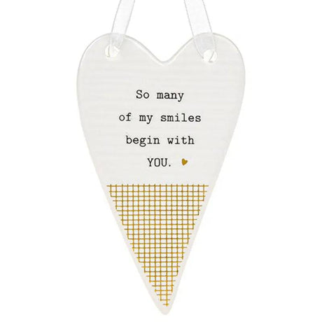 Thoughtful Words Ceramic Heart Shaped Spinner Plaque Assorted - Mill Race Garden Centre