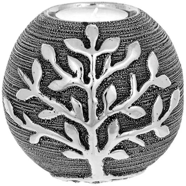 Tree of Life Tealight Ball Gunmetal - Mill Race Garden Centre