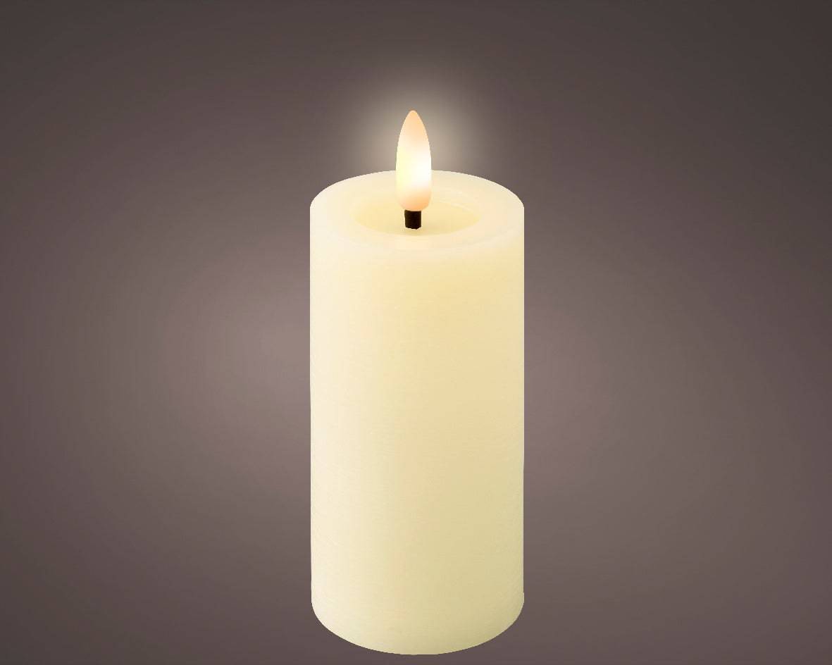 12cm Wick Flat Top Wax LED Cream Candle by Lumineo