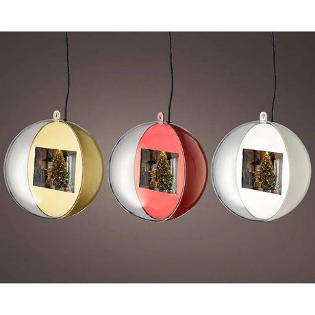 15cm Christmas Video Indoor Bauble Assorted Colours by Lumineo - Mill Race Garden Centre