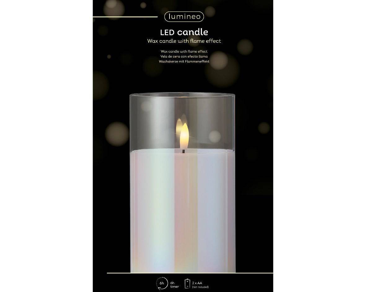 17.5cm LED Glass Wick Candle with Flame Effect by Lumineo