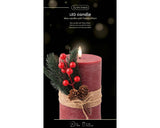 18cm LED Oxblood Candle with Leaf Decoration by Lumineo