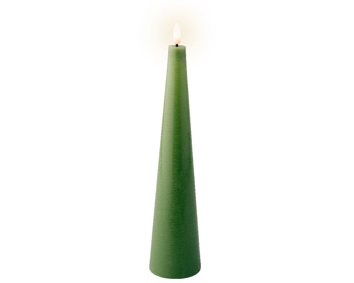 28cm Real Effect Flameless Cone Wax Green Candle by Lumineo