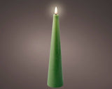 28cm Real Effect Flameless Cone Wax Green Candle by Lumineo