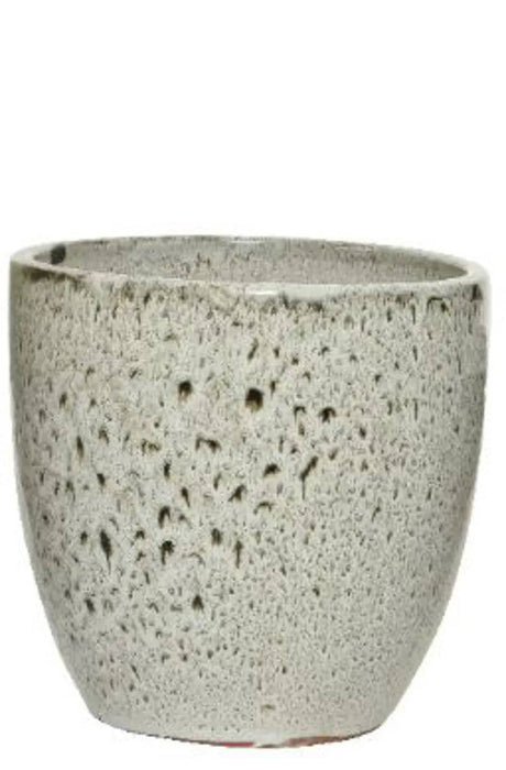 32.5cm Glazed Outdoor Off White Matteo Terracotta Planter - Mill Race Garden Centre