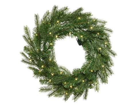 50cm Outdoor Battery Operated Grandis Wreath Prelit by Kaemingk - Mill Race Garden Centre