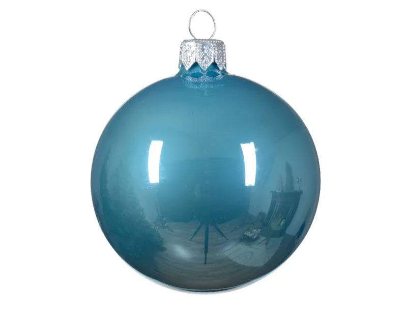 6cm Glass Enamel Sugar Blue Baubles Pack of 6 by Kaemingk - Mill Race Garden Centre