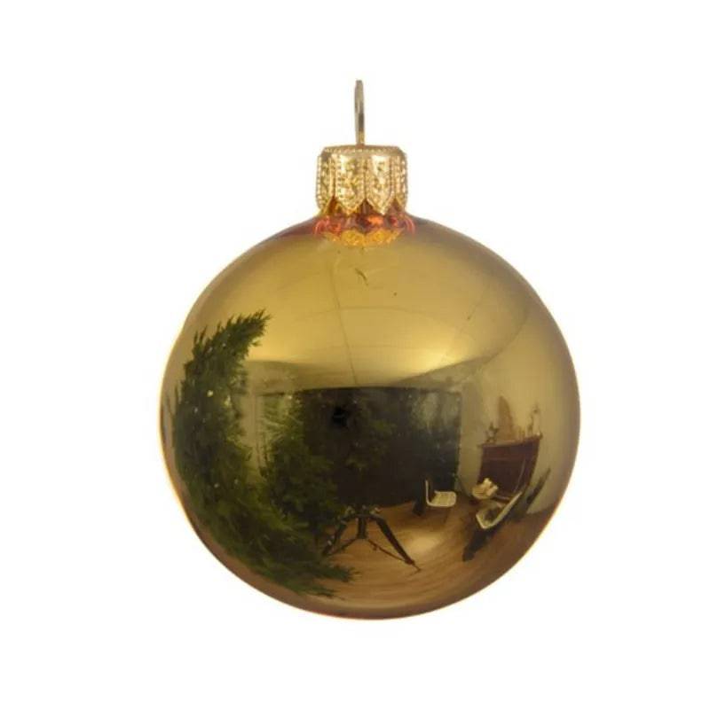 6cm Shiny Gold Glass Bauble Pack of 6 by Kaemingk