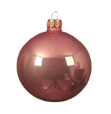 Six pink velvet enamel glass Christmas baubles with gold caps, 6 cm, by Kaemingk B.V, perfect for festive tree decorations.