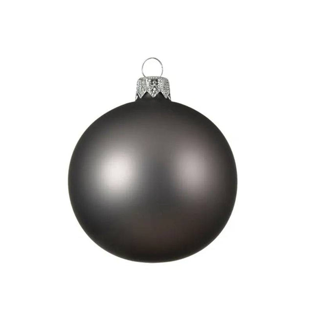 6pk Matt Warm Grey Glass Baubles 6cm by Kaemingk - Mill Race Garden Centre