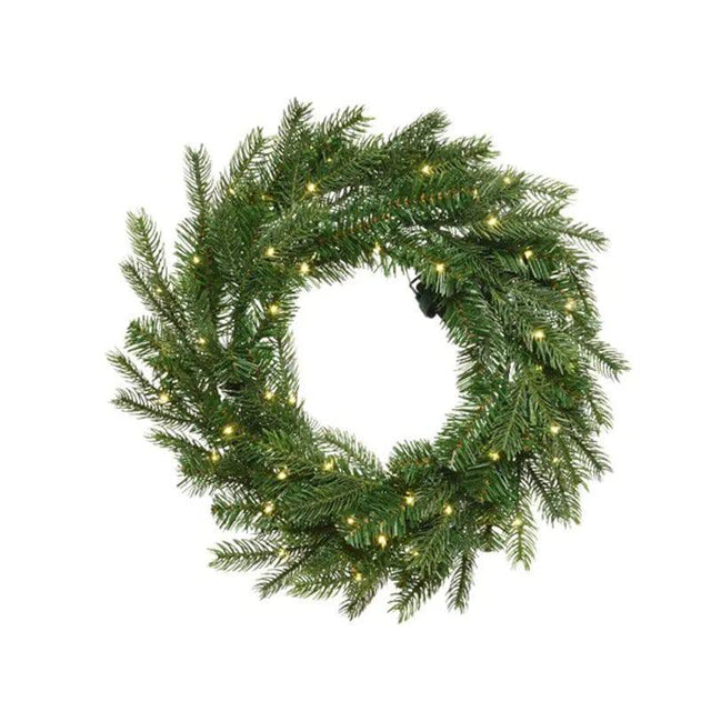 80 Micro LED Warm White Battery Operated Outdoor 80cm Grandis Wreath by Kaemingk - Mill Race Garden Centre