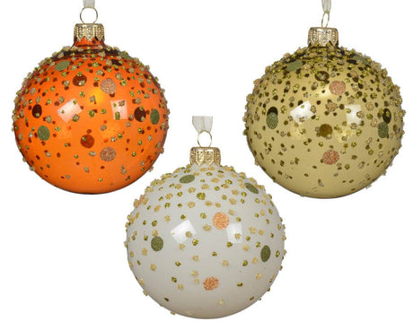 8cm Colour Dots All Over Glass Bauble Assorted by Kaemingk - Mill Race Garden Centre