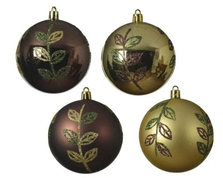 8cm Shatterproof Leaf with Glitter Matt/Shiny Bauble Assorted by Kaemingk - Mill Race Garden Centre