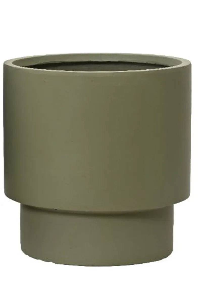 Alexis Planter 37cm Fibre Clay Round Smooth Outdoor Green - Mill Race Garden Centre