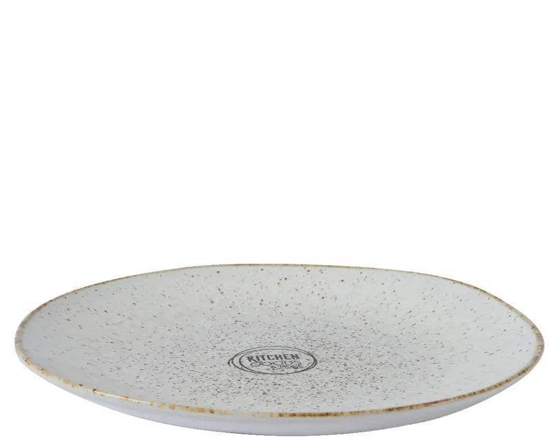 Breakfast Plate 22.5cm Stoneware Round Reactive Glaze Sand Color - Mill Race Garden Centre