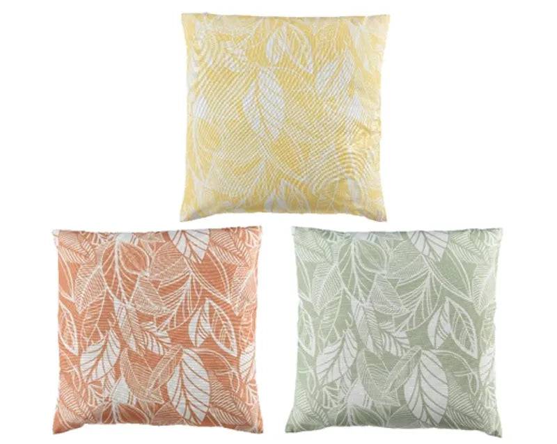 Cushion Recycled Polyester Leaf Print 3Ass Outdoor 45x45cm - Mill Race Garden Centre