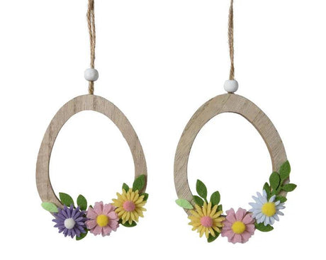 Hanging Easter Egg Shape Frame with Flowers Assorted by Decoris - Mill Race Garden Centre