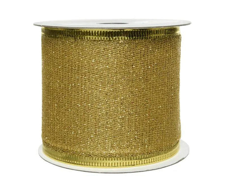 Light Gold Glitter Christmas Ribbon 2.7m - Mill Race Garden Centre