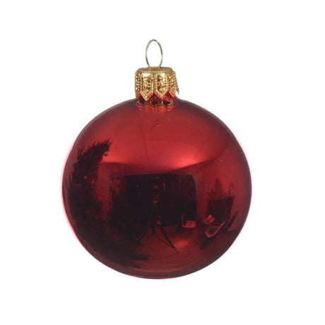 Shiny Christmas Red Glass Bauble 6cm 6pk by Kaemingk - Mill Race Garden Centre