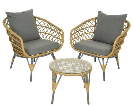 Sintra Wicker Bistro Set Natural - Mill Race Garden Centre