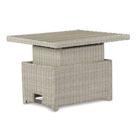 Palma Signature Mini Height Adjustable Table White Wash With Aluminium Slats - Mill Race Garden Centre