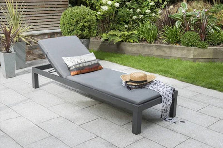 Kettler Elba Signature Sun Lounger Grey with Cushion - Mill Race Garden Centre